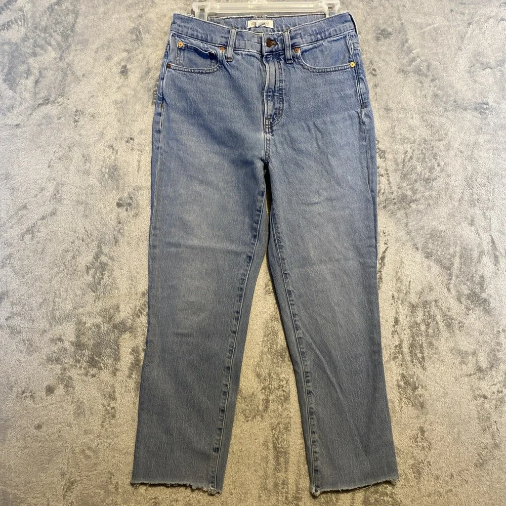 Madewell Perfect Vintage Crop Jean Sz 27 Blue Faded Mid Rise Raw Hem *READ*